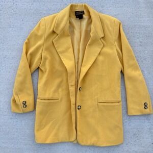 Vintage Eddie Bauer Women Wool Jacket Blazer‎ Yellow Bright M Academia Teacher